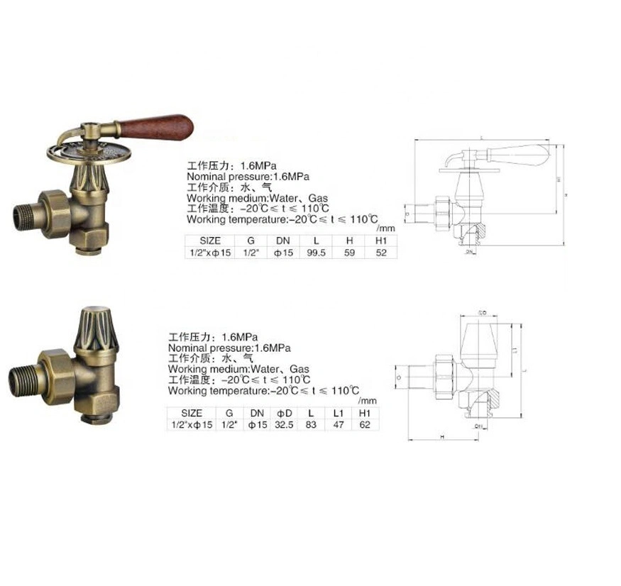 Antique Brass Classical Thermostatic Radiator Valve for Cast Iron Radiator