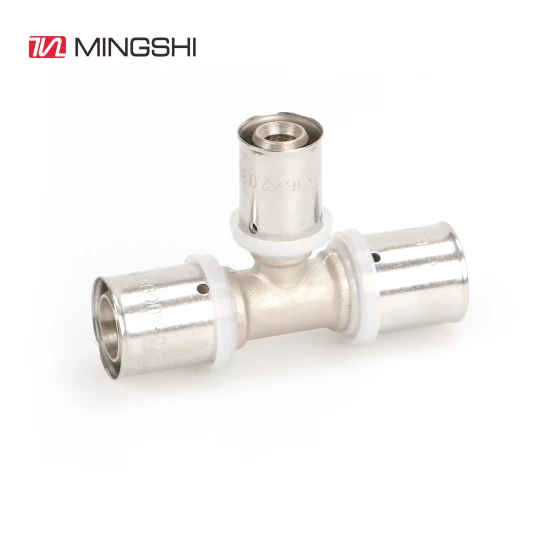 Mingshi Equal Tee Messing-U-Profil-Pressverschraubungen zum Anschluss von mehrschichtigen Pex-Pert-Wasser- und Gasrohren